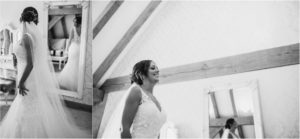 Bride in wedding dress at Old Kent Barn