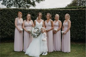 Group shot of bridal party at Old Kent Barn