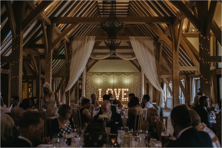 Wedding reception in the barn at Old Kent Barn