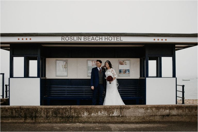 Bride and Groom at Roslin Beach Hotel wedding